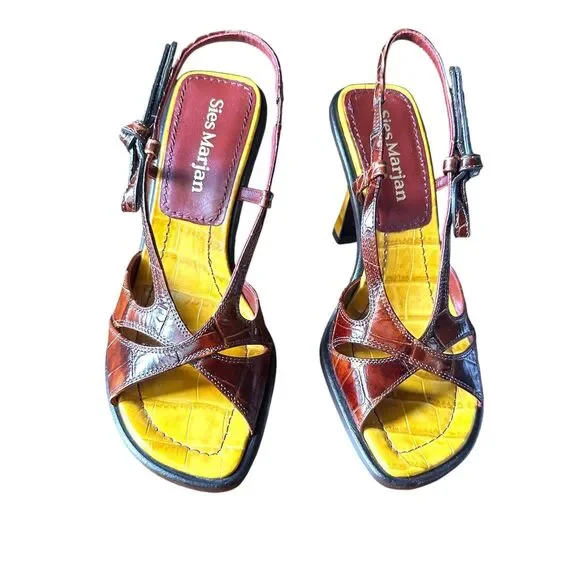 SIES MARJAN Diana‎ Embossed Leather Croco Heel Sz 36 (US 6) NEW W DUSTBAG - Picture 3 of 7